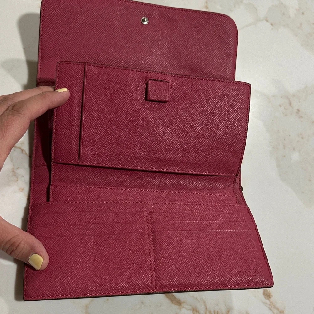 Coach Brown Signature Pattern Continental Wallet - Picture 5 of 11